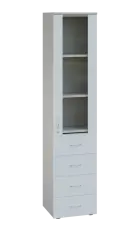 LE - 44 skříň léková prosklená, pravá, korpus šedý, dvířka bílá